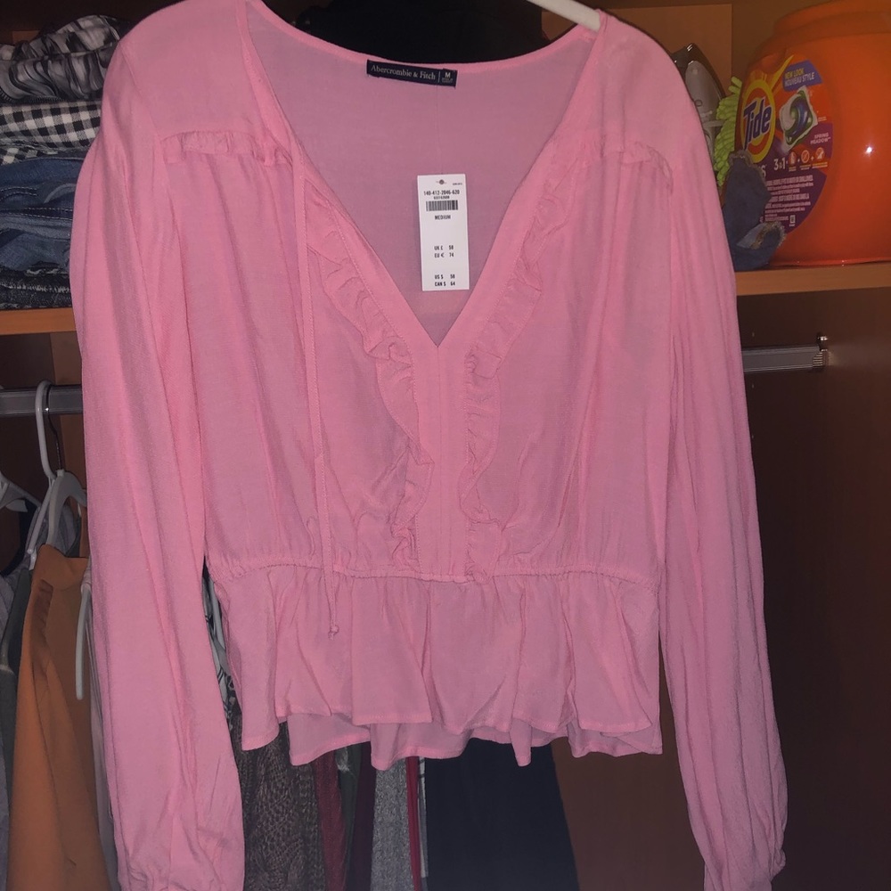 Pink long sleeve Abercrombie and Fitch shirt